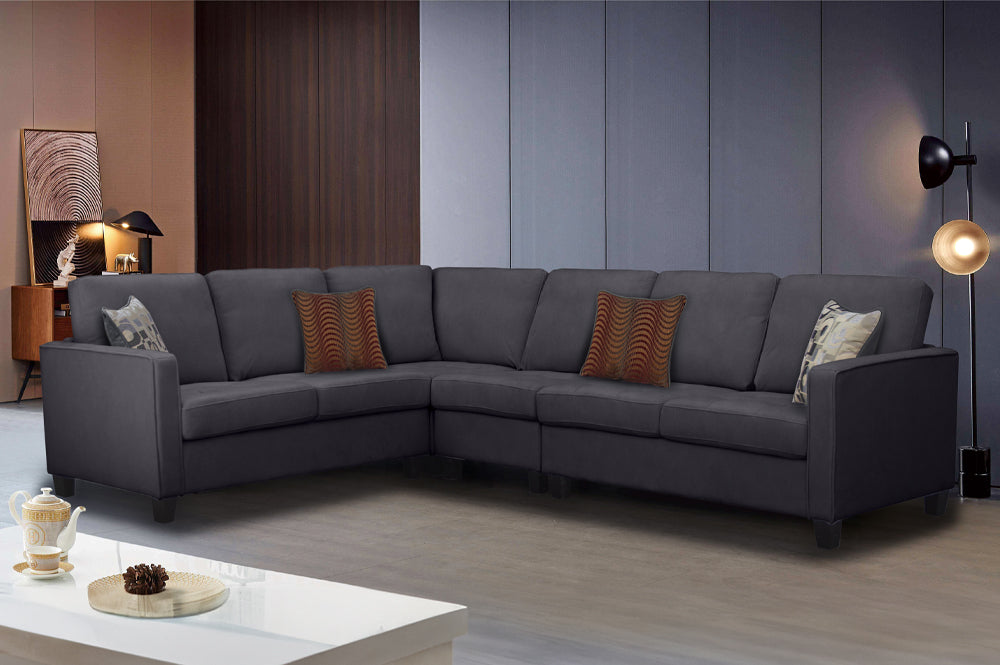 Charcoal Wraparound Sectional - KF Confort