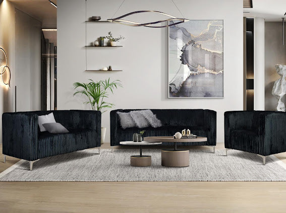 Navy Velvet Living Room Set - KF Confort