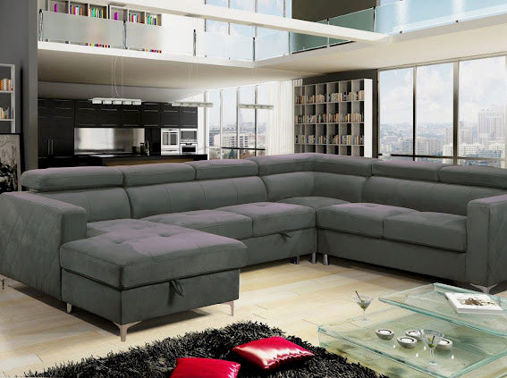 Large U-Shaped Grey Sectional - KF Confort