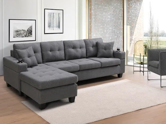 Grey Chaise Sofa Bed - KF Confort