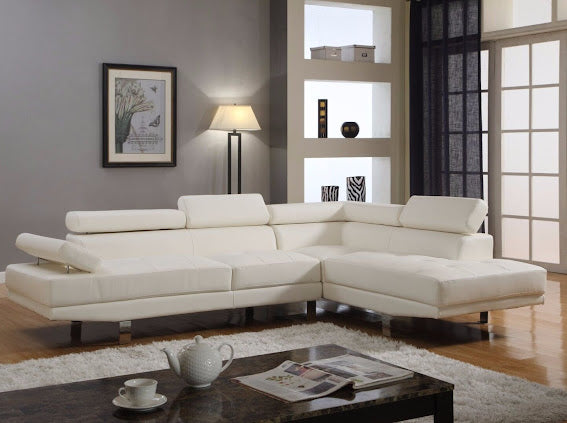 Cream Leather-Look Sectional - KF Confort
