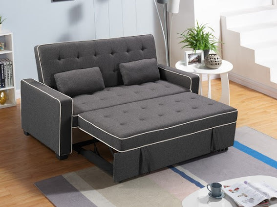 Dark Grey Convertible Loveseat - KF Confort