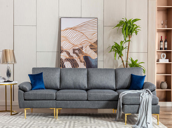 Grey Sofa with Gold Legs - KF Confort
