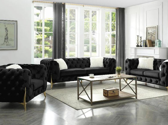 Black Chesterfield Living Room Set - KF Confort