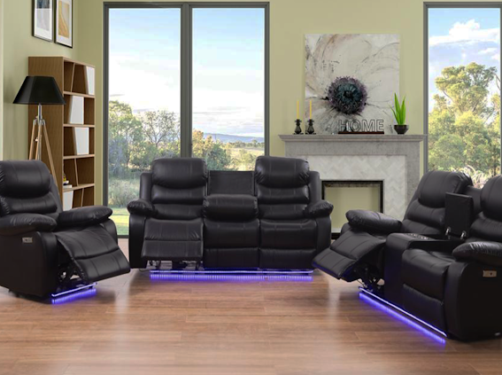 Black LED Recliner Set - KF Confort