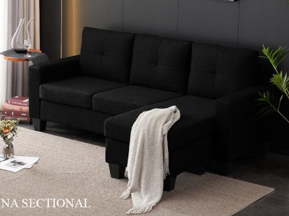 Compact Black Sectional - KF Confort