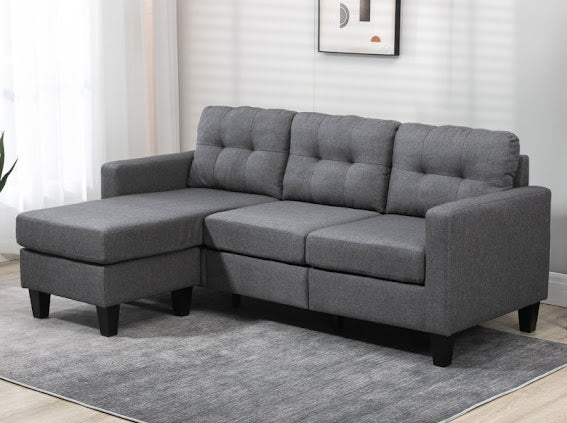 Dark Charcoal Chaise Sofa - KF Confort